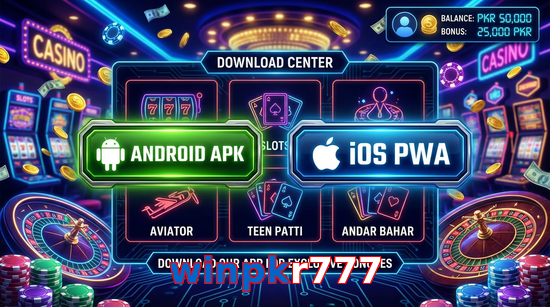 Main screen of Winpkr777 download page for PK players